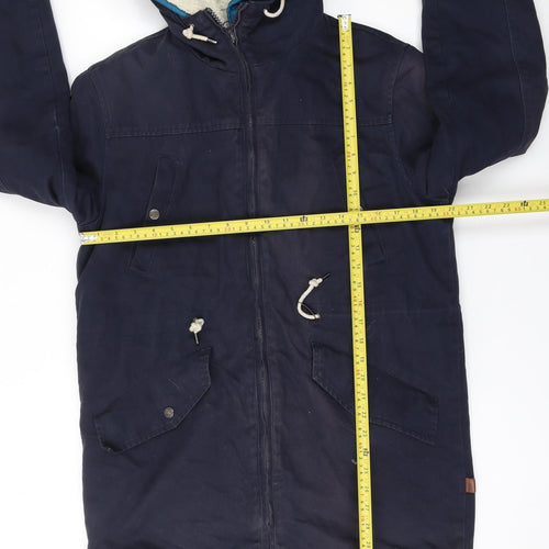Bellfield Women's Blue Cotton Hooded Parka Jacket Size M