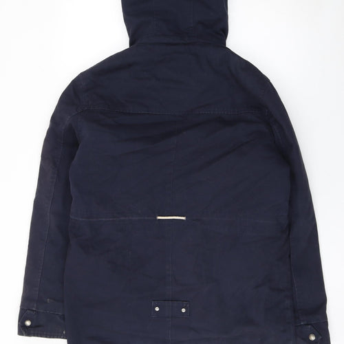 Bellfield Women's Blue Cotton Hooded Parka Jacket Size M