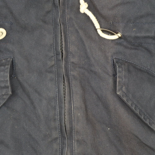 Bellfield Women's Blue Cotton Hooded Parka Jacket Size M