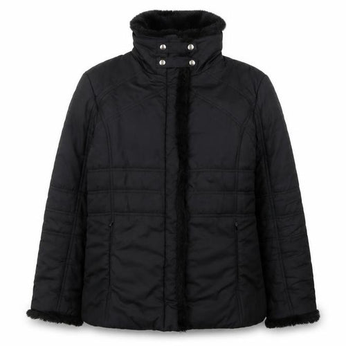 Dunnes Stores Womens Black Faux Fur Trim Puffer Jacket Size 16