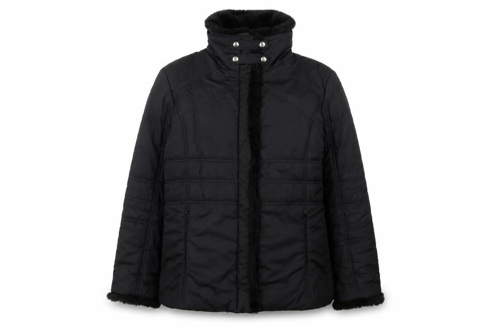 Dunnes Stores Womens Black Faux Fur Trim Puffer Jacket Size 16