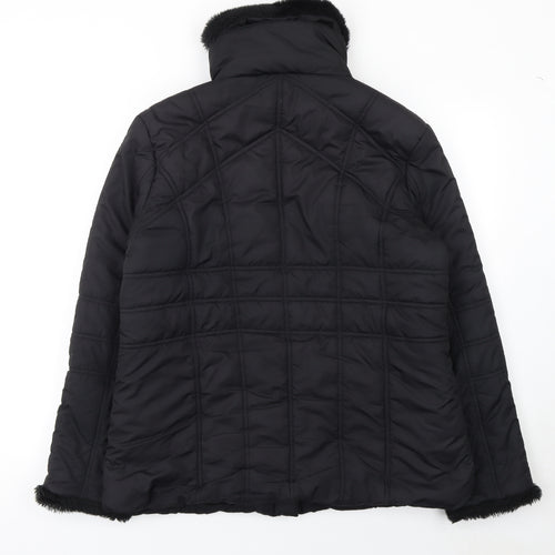 Dunnes Stores Womens Black Faux Fur Trim Puffer Jacket Size 16