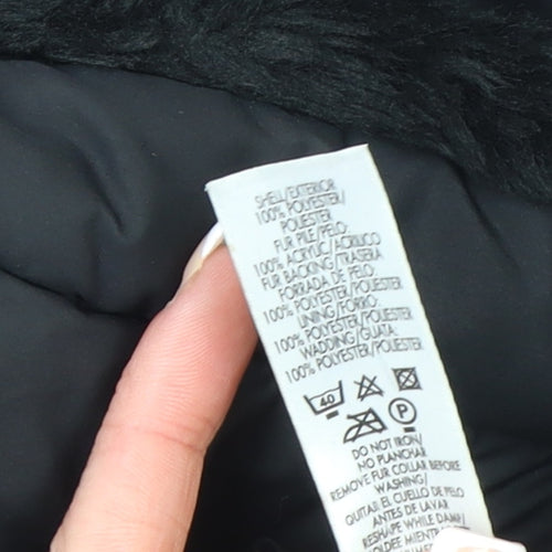 Dunnes Stores Womens Black Faux Fur Trim Puffer Jacket Size 16