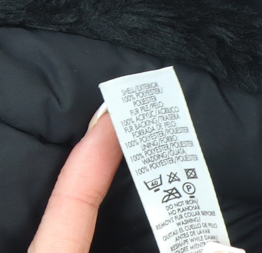 Dunnes Stores Womens Black Faux Fur Trim Puffer Jacket Size 16