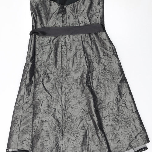 Debenhams Women Grey Floral Strapless A-Line Dress Size 14