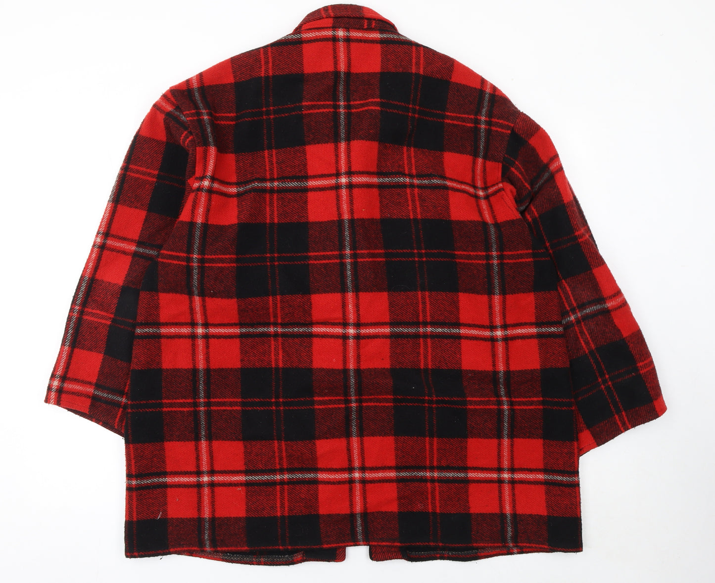 Coppernob Men's Red Checked Wool Jacket L Relaxed Fit Mid-Length