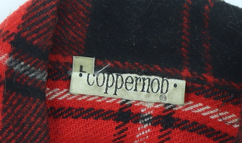 Coppernob Men's Red Checked Wool Jacket L Relaxed Fit Mid-Length