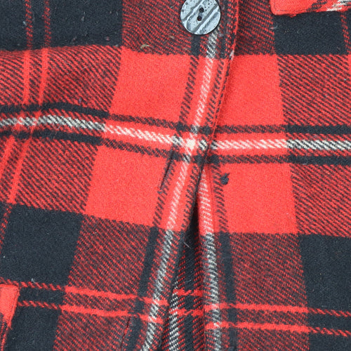 Coppernob Men's Red Checked Wool Jacket L Relaxed Fit Mid-Length