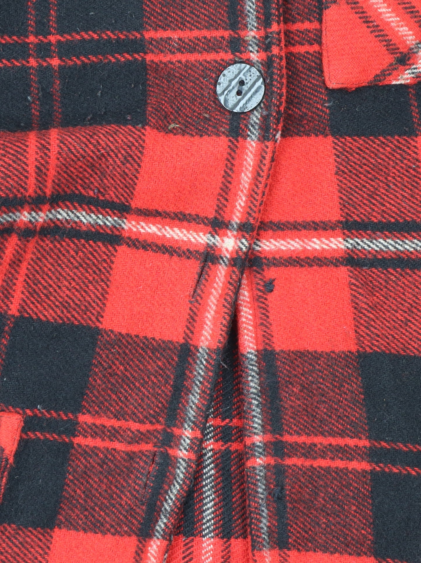 Coppernob Men's Red Checked Wool Jacket L Relaxed Fit Mid-Length