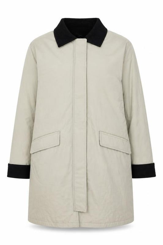 Front view of Dennis Basso Men's Beige Mid-Length Rain Coat Jacket M