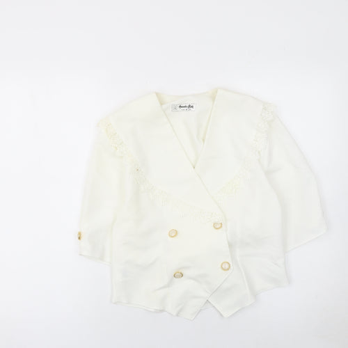 Amanda Blake Women's Ivory Double-Breasted Lace Trim Blazer UK 12