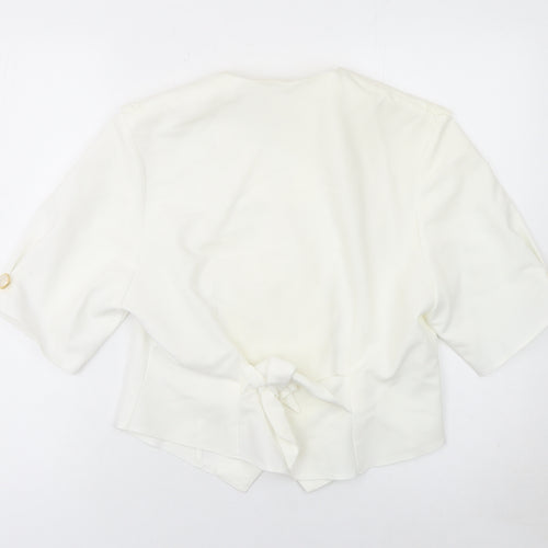 Amanda Blake Women's Ivory Double-Breasted Lace Trim Blazer UK 12