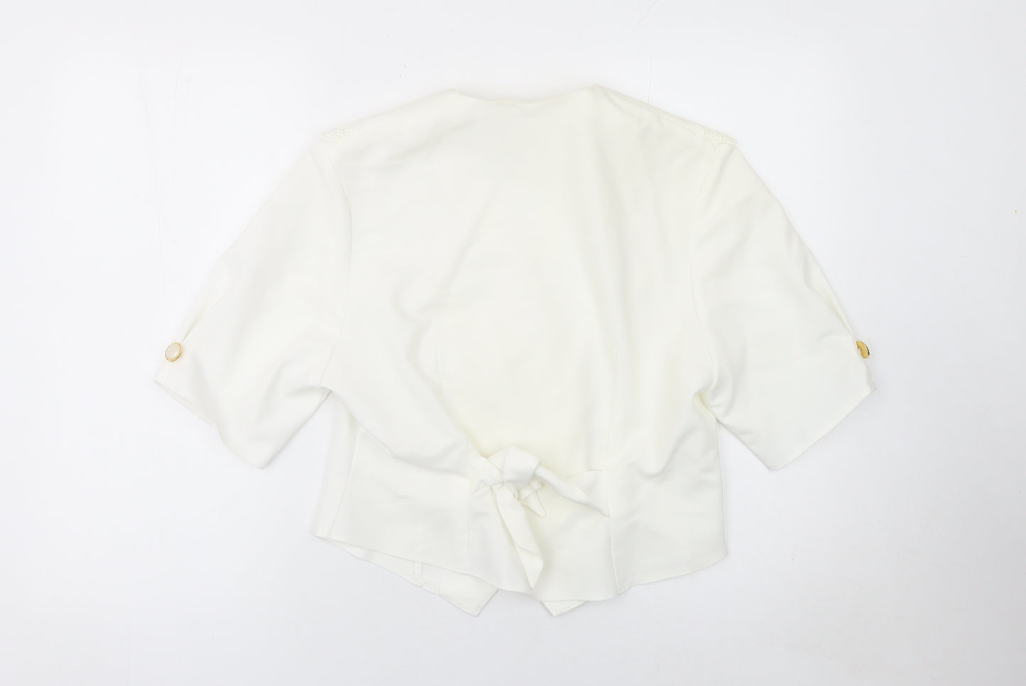 Amanda Blake Women's Ivory Double-Breasted Lace Trim Blazer UK 12