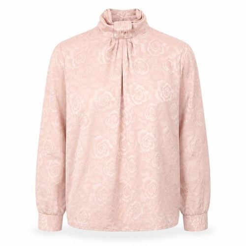 Kaki Roberts Women’s Pink Floral High Neck Polyester Blouse M