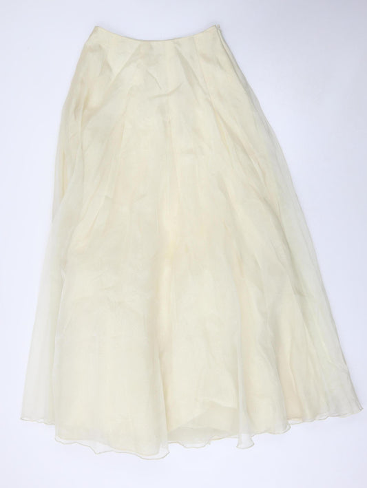 Kaliko Women's Ivory Long Flared Chiffon Skirt Size 8 Formal