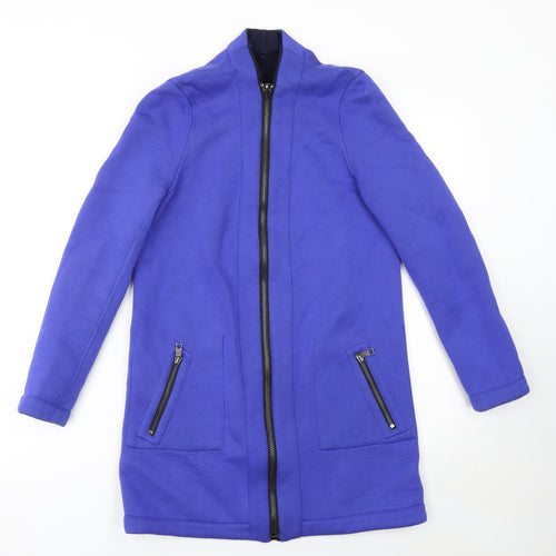 Next Women's Blue Long Coatigan Size 6 Viscose Zip Jacket