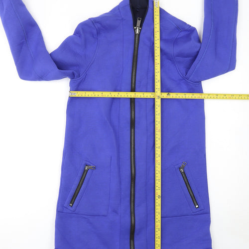 Next Women's Blue Long Coatigan Size 6 Viscose Zip Jacket