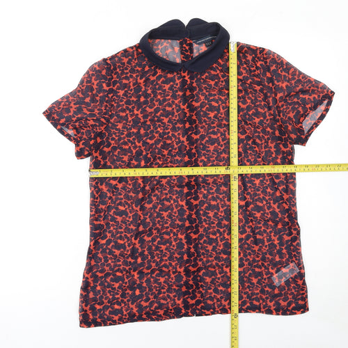French Connection Women's Red Animal Print Chiffon Blouse Size 10
