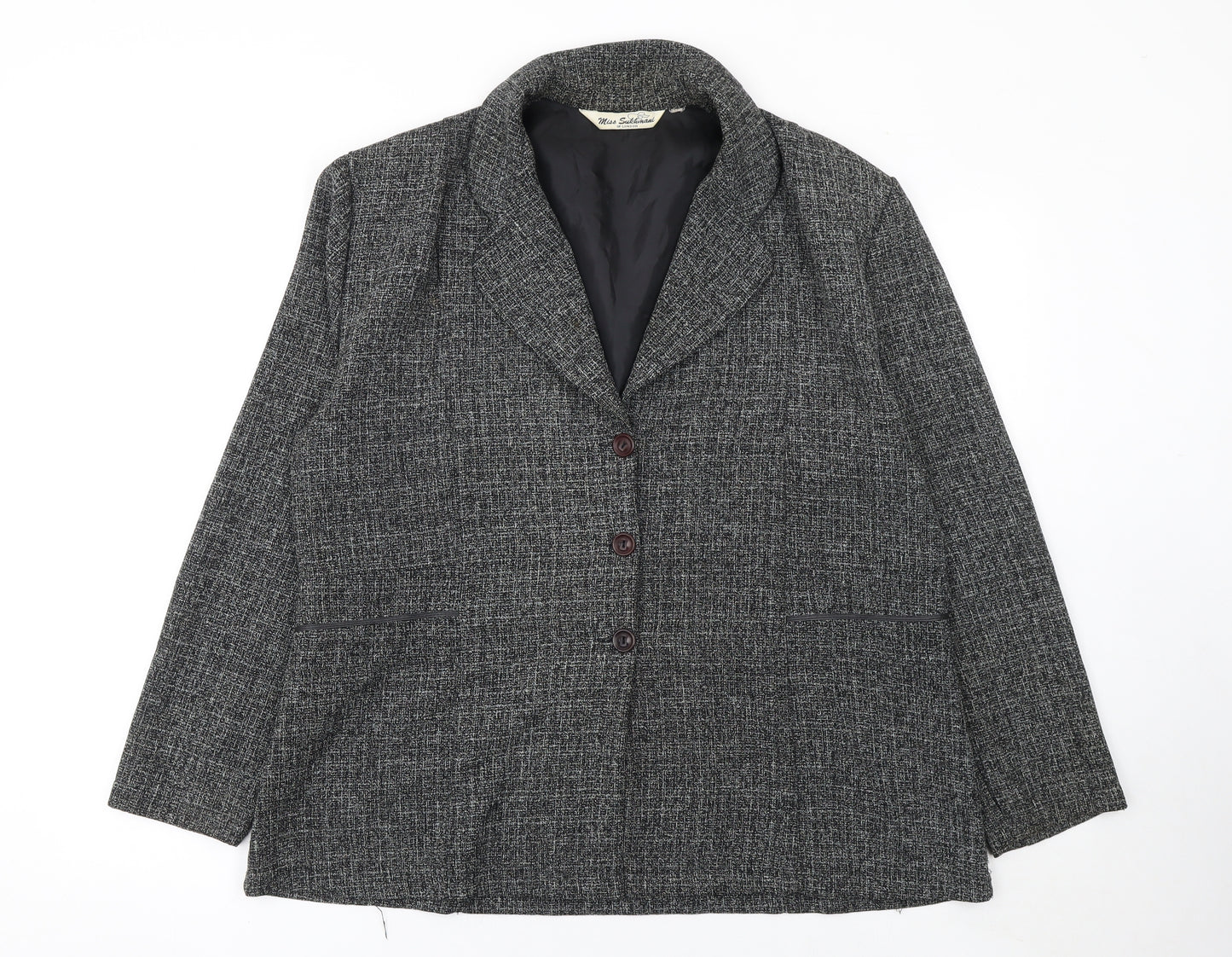 Miss Sukhmani of London Women's Grey Size 16 Classic Tweed Suit Jacket