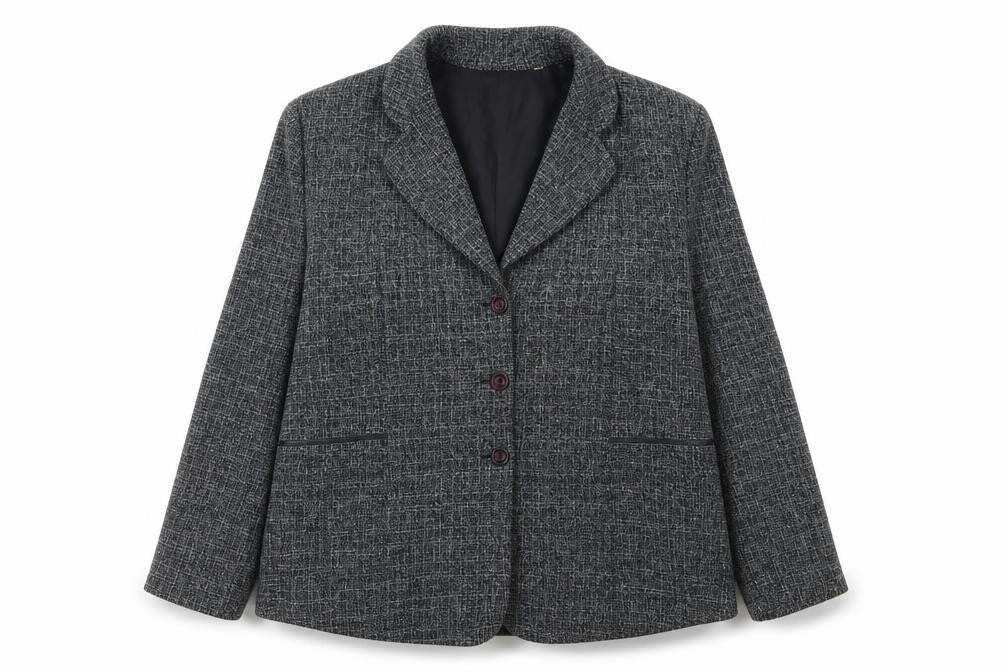 Miss Sukhmani of London Women's Grey Size 16 Classic Tweed Suit Jacket