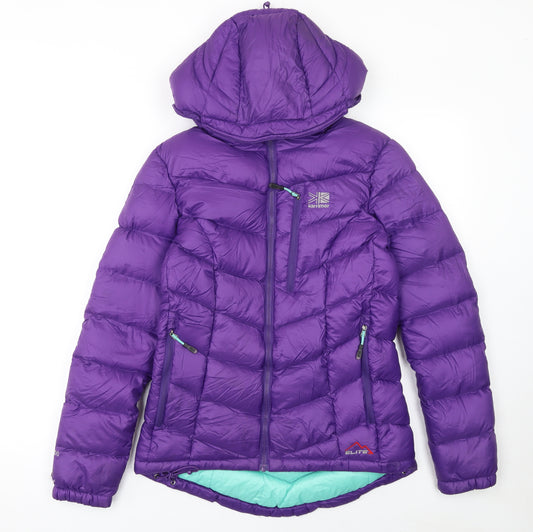 Karrimor Women Purple Down Puffer Jacket Size 8 Hooded Outdoor Coat