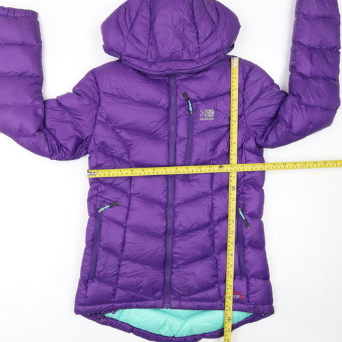 Karrimor Women Purple Down Puffer Jacket Size 8 Hooded Outdoor Coat
