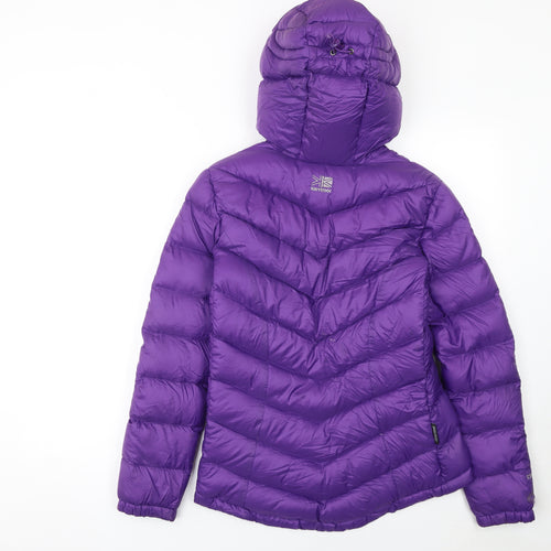 Karrimor Women Purple Down Puffer Jacket Size 8 Hooded Outdoor Coat