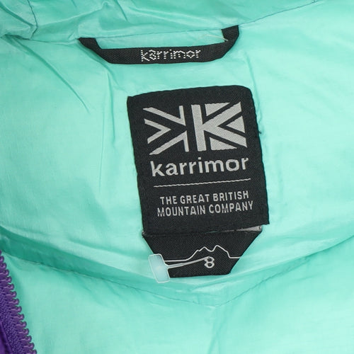 Karrimor Women Purple Down Puffer Jacket Size 8 Hooded Outdoor Coat