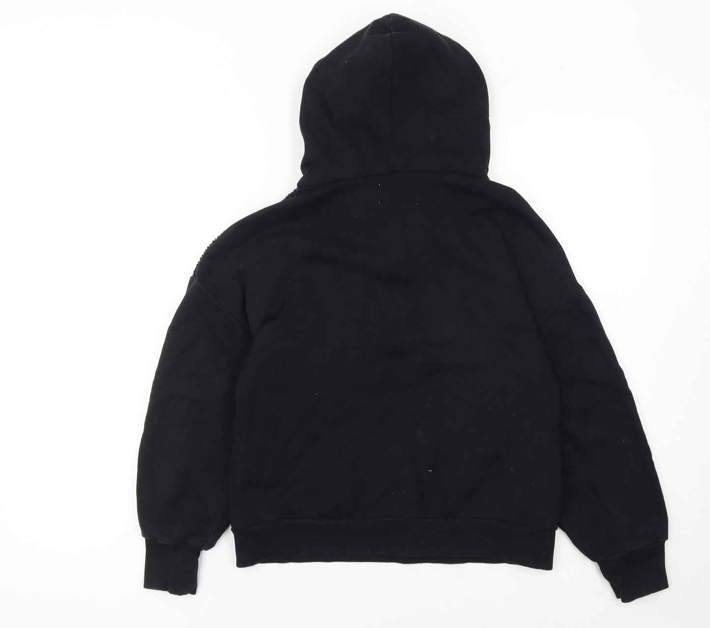 ZARA Girls Black Sequin Pullover Hoodie 7 Years Cotton Blend