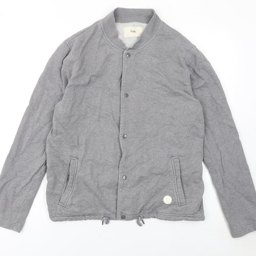 Folk Womens Grey Basic Jacket Size 10 Cotton Snap Sportswear
