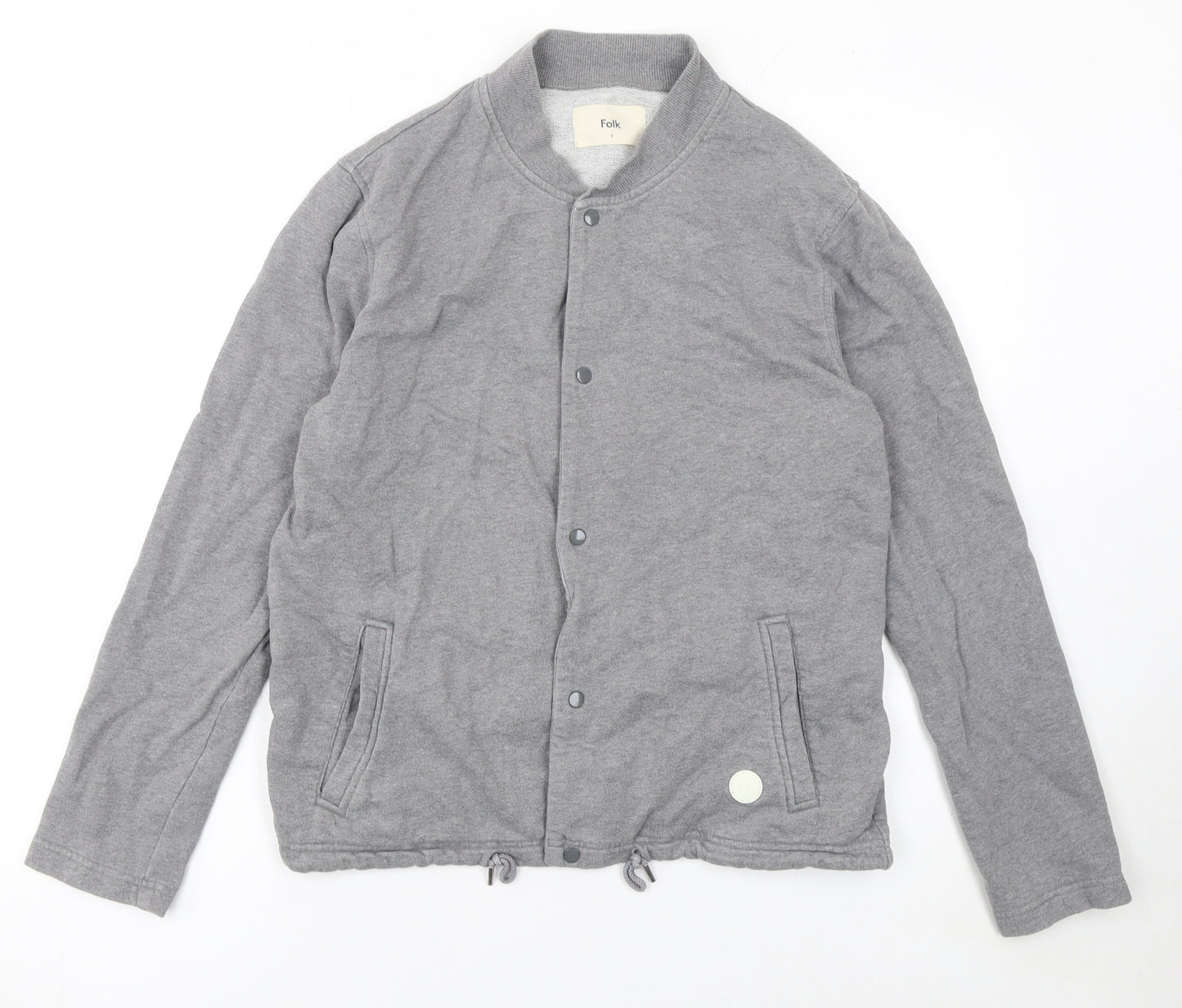 Folk Womens Grey Basic Jacket Size 10 Cotton Snap Sportswear