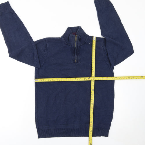 Fat Face Women's Blue 1/2 Zip Cotton Wool Jumper Size S