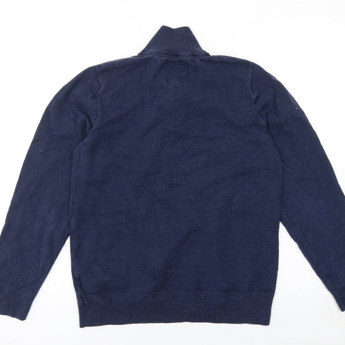 Fat Face Women's Blue 1/2 Zip Cotton Wool Jumper Size S