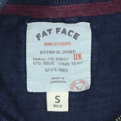 Fat Face Women's Blue 1/2 Zip Cotton Wool Jumper Size S