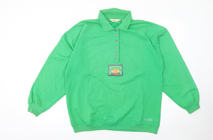 Dash Men's Green Long Sleeve Polo Shirt Size S Cotton Blend