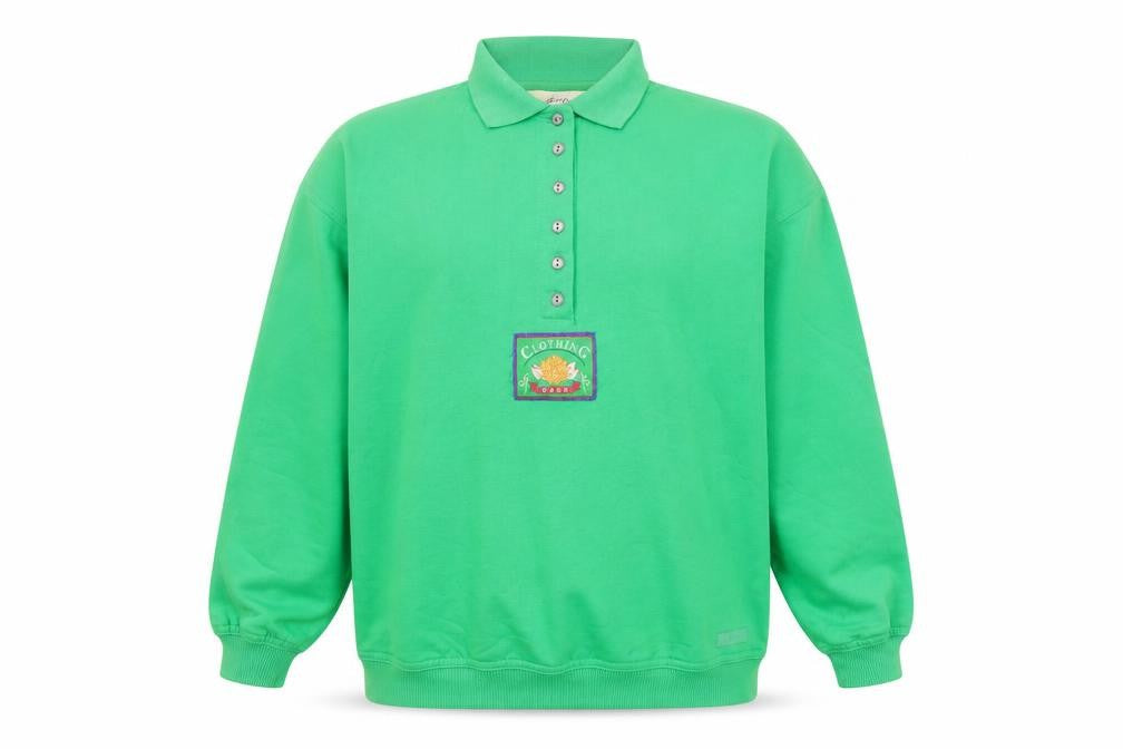 Dash Men's Green Long Sleeve Polo Shirt Size S Cotton Blend