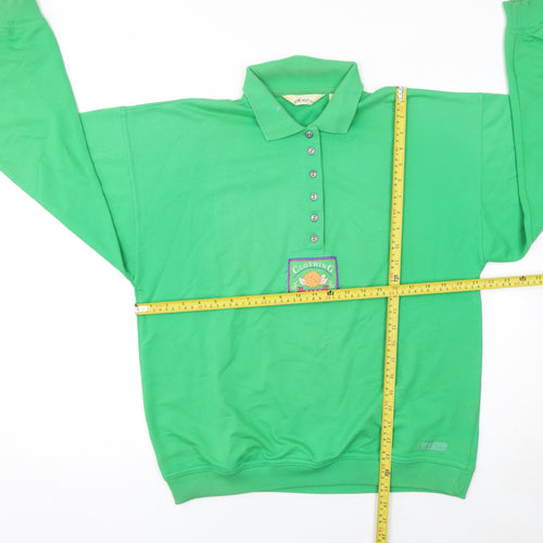 Dash Men's Green Long Sleeve Polo Shirt Size S Cotton Blend