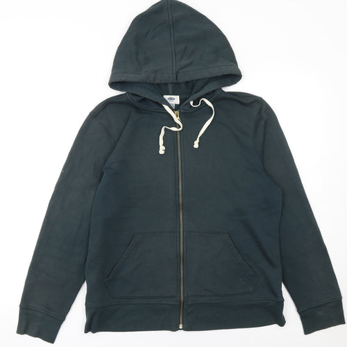 Old Navy Men's Green Full Zip Hoodie L Fleece Cotton Blend