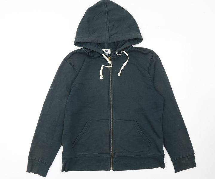 Old Navy Men's Green Full Zip Hoodie L Fleece Cotton Blend