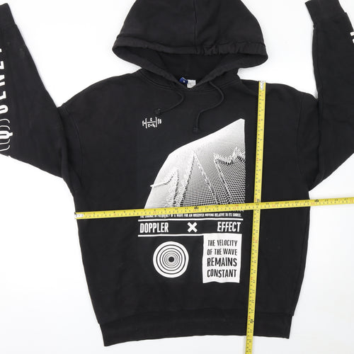 H&M Men's Black Graphic Print Pullover Hoodie Size M