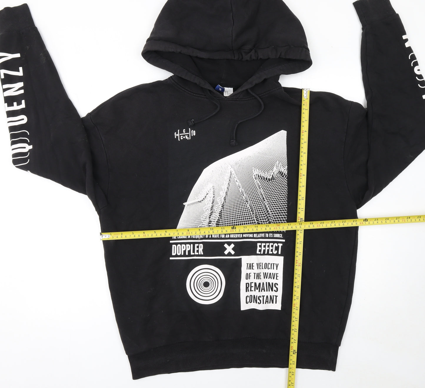 H&M Men's Black Graphic Print Pullover Hoodie Size M