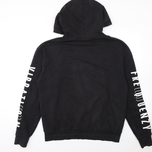 H&M Men's Black Graphic Print Pullover Hoodie Size M