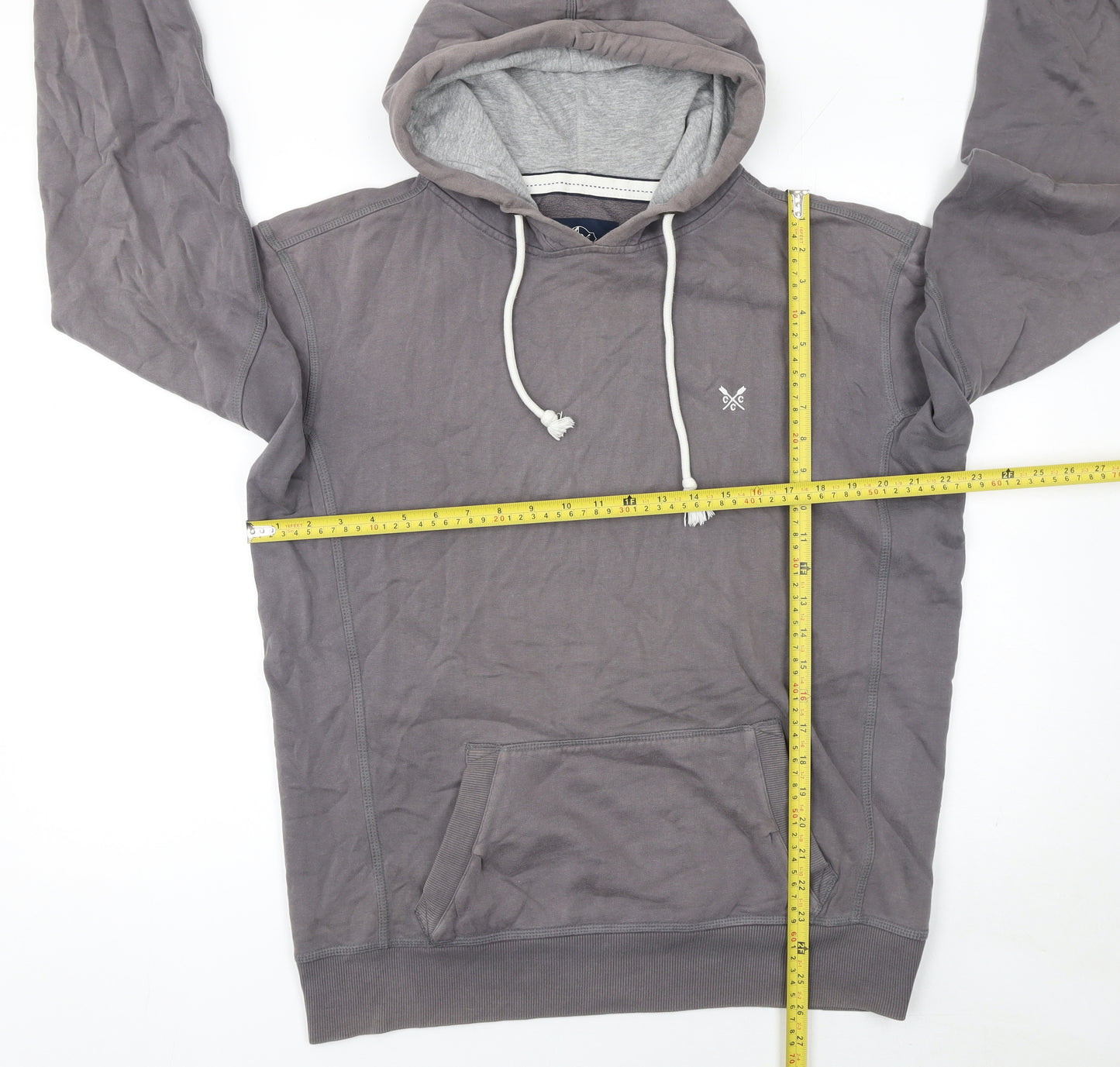 Crew Clothing Co. Men's Grey Small Pullover Cotton Hoodie