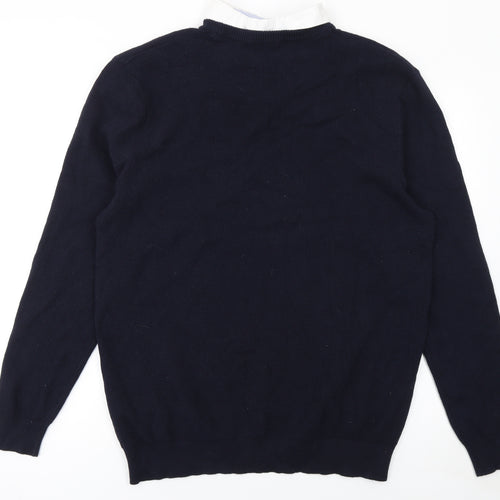 Next Men’s Blue Cotton Crew Neck Jumper 2XL Classic Knit