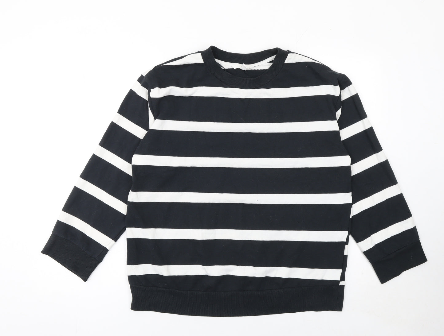 H&M MAMA Women's Black White Striped Pullover Sweatshirt Size S