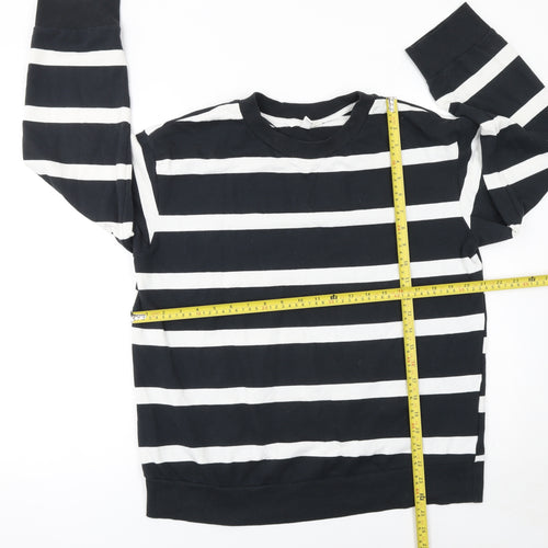 H&M MAMA Women's Black White Striped Pullover Sweatshirt Size S