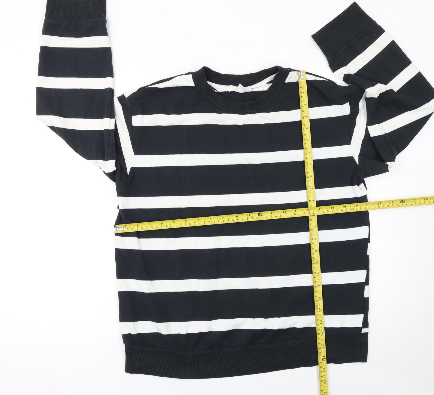 H&M MAMA Women's Black White Striped Pullover Sweatshirt Size S