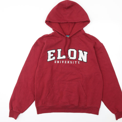 Champion Women’s Red Pullover Hoodie Medium Elon University Logo