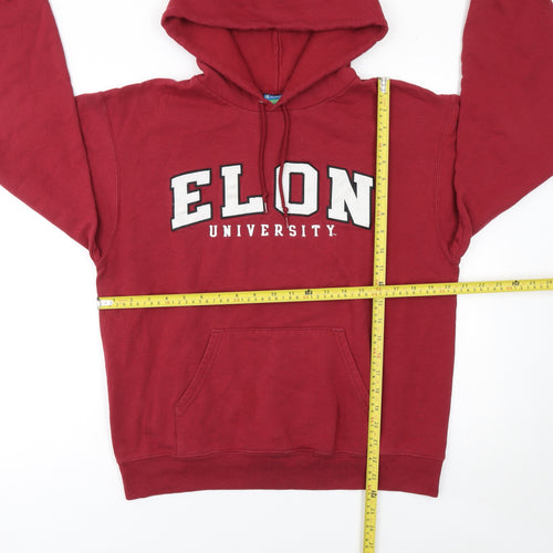 Champion Women’s Red Pullover Hoodie Medium Elon University Logo