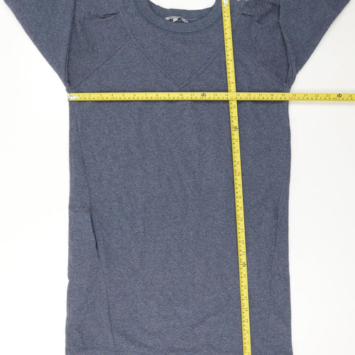 Oliver Bonas Women Blue Cotton Jersey Long Sleeve Shift Dress Size 10